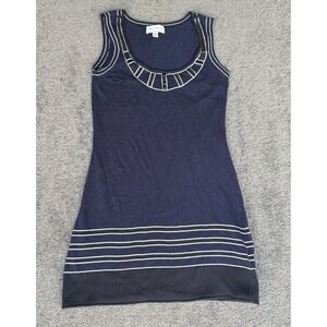 Alice Temperley for Target Navy Blue Knit Striped Hem Sleeveless Mini Dress S